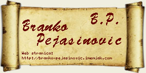 Branko Pejašinović vizit kartica